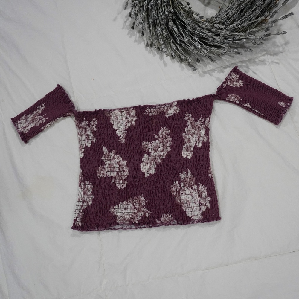 Purple floral cropped top